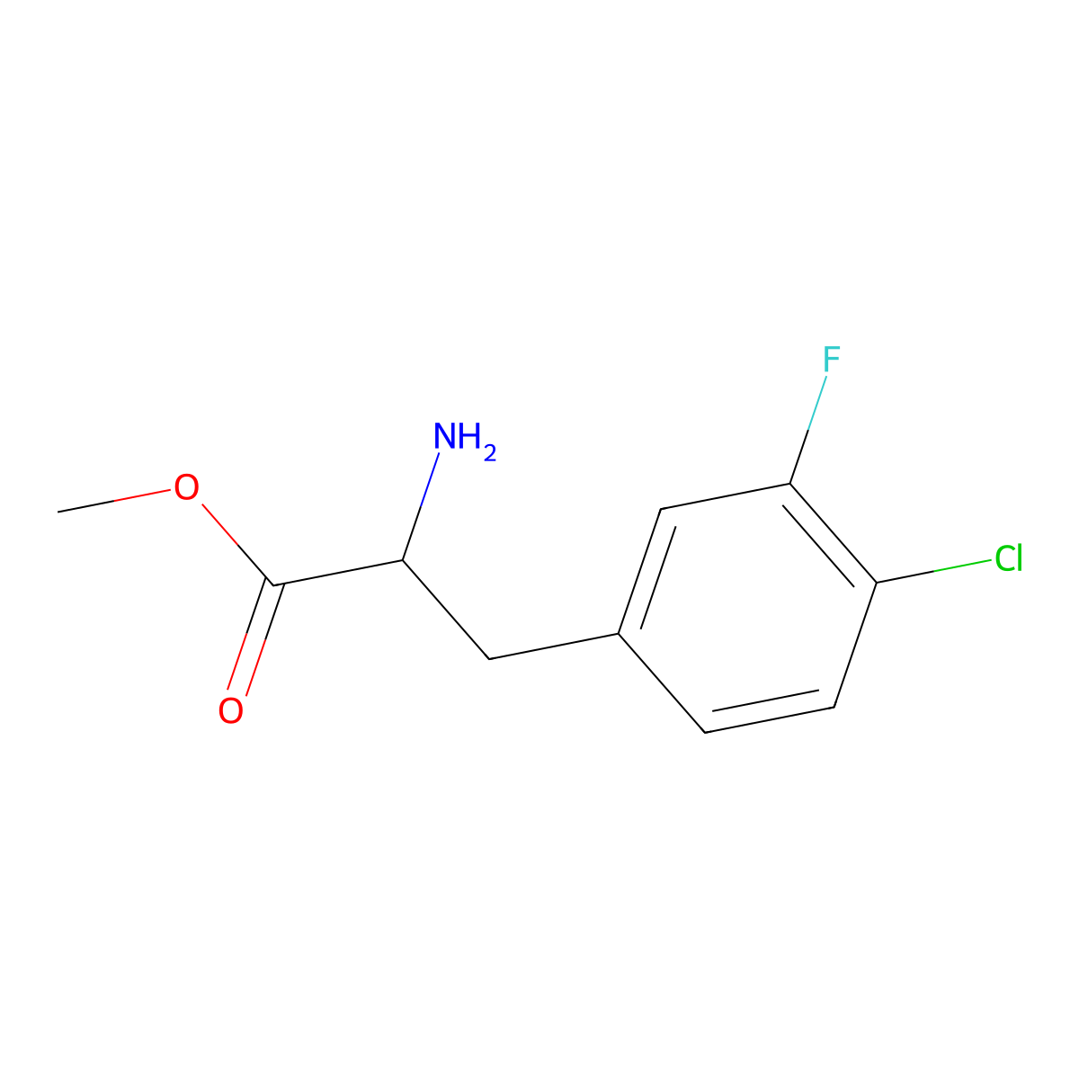 methyl (2R)-2-amino-3-(4-chloro-3-fluorophenyl)propanoate molecular structure, CAS 1212900-92-9