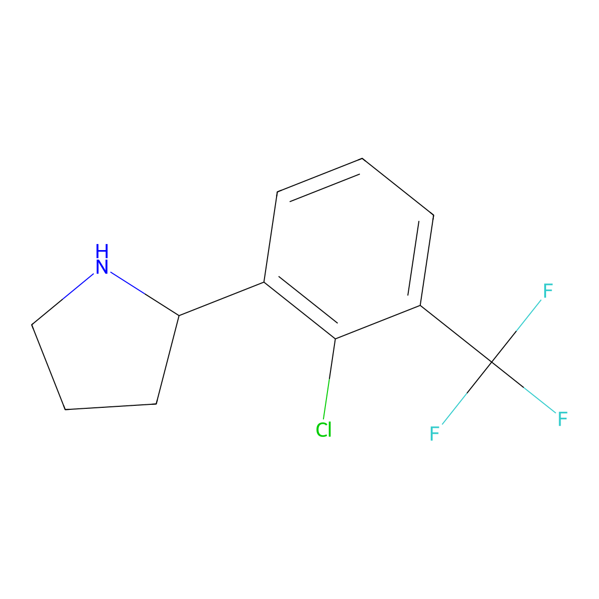 (R)-2-(2-Chloro-3-(trifluoromethyl)phenyl)pyrrolidine molecular structure, CAS 1212902-02-7