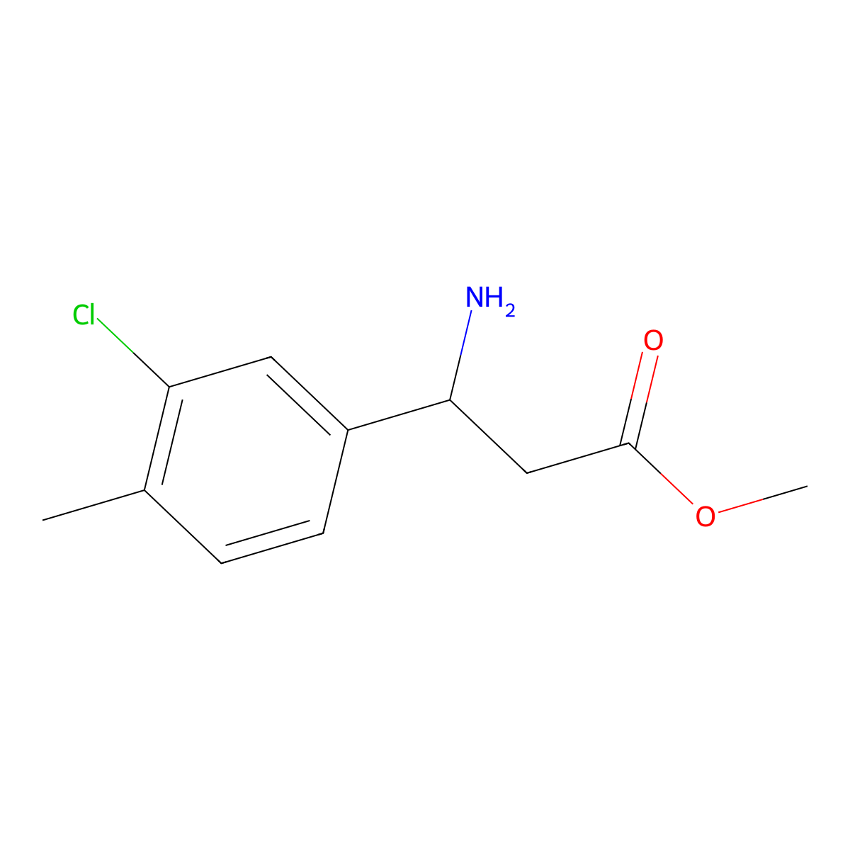 methyl (3S)-3-amino-3-(3-chloro-4-methylphenyl)propanoate molecular structure, CAS 1212906-87-0