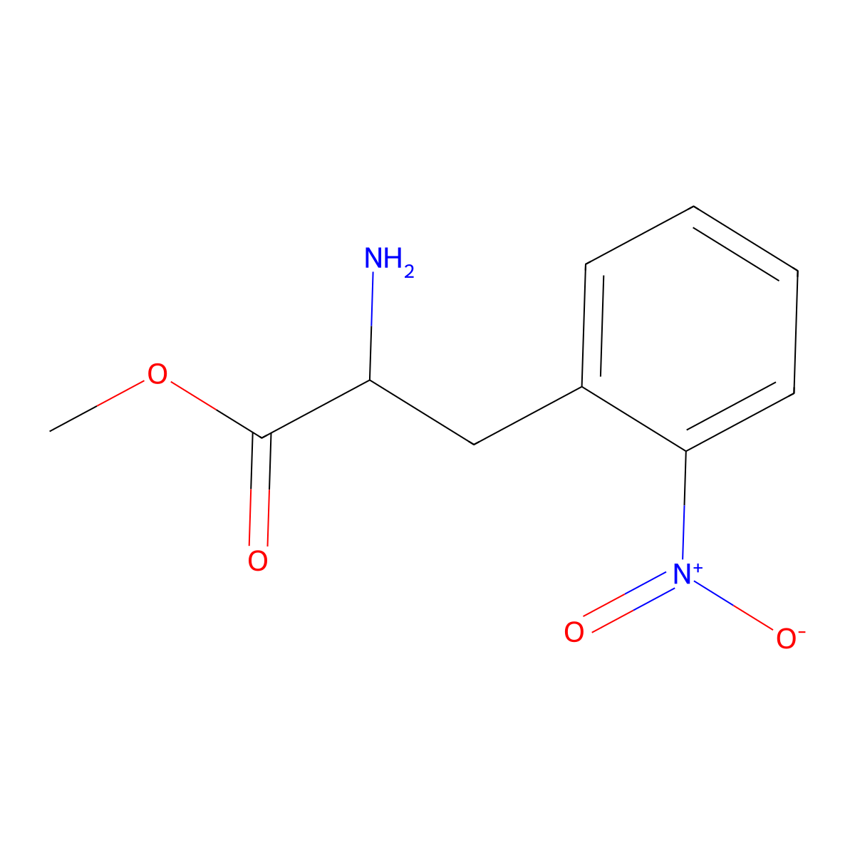 Methyl (2S)-2-amino-3-(2-nitrophenyl)propanoate molecular structure, CAS 1212908-89-8