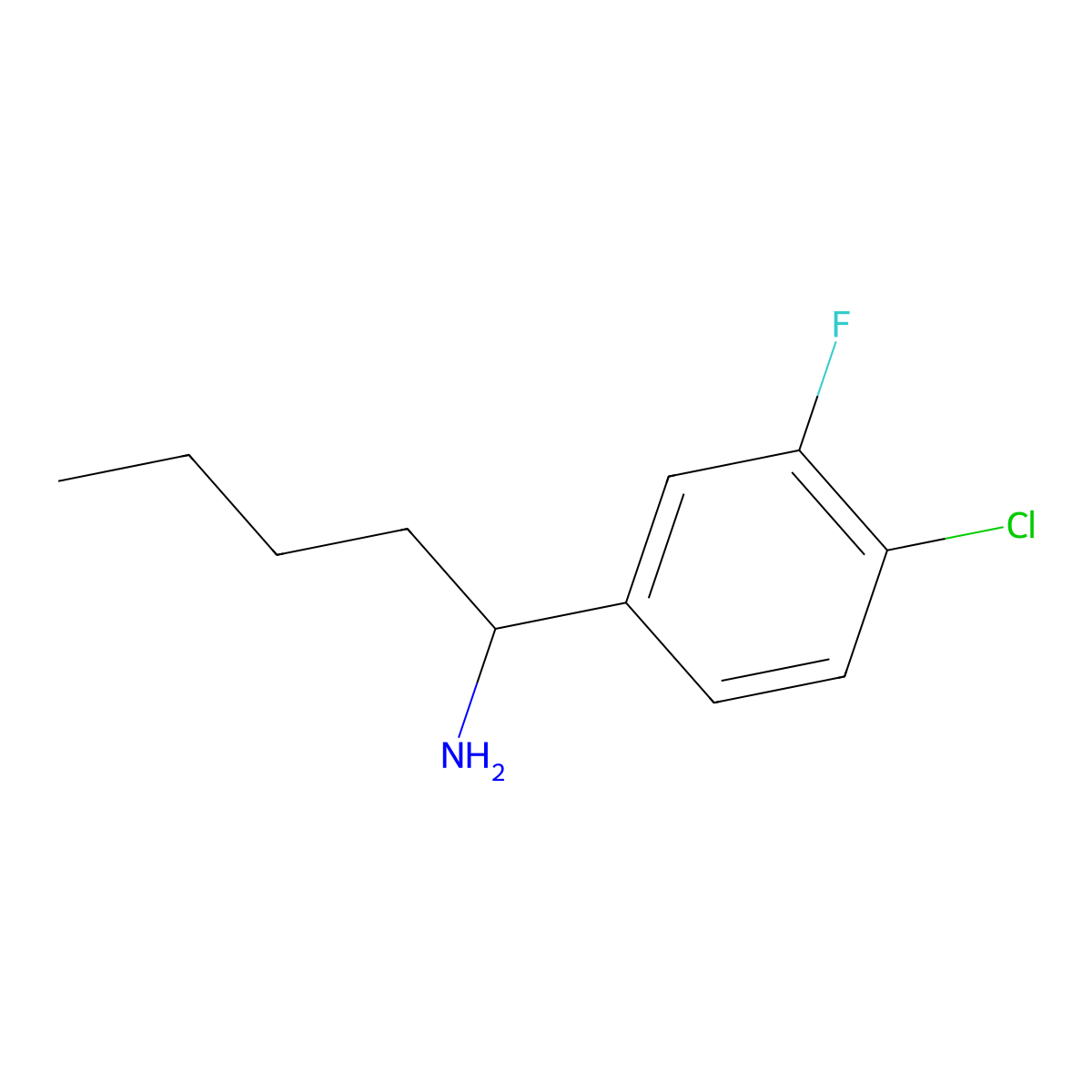 (S)-1-(4-Chloro-3-fluorophenyl)pentan-1-amine molecular structure, CAS 1212911-67-5