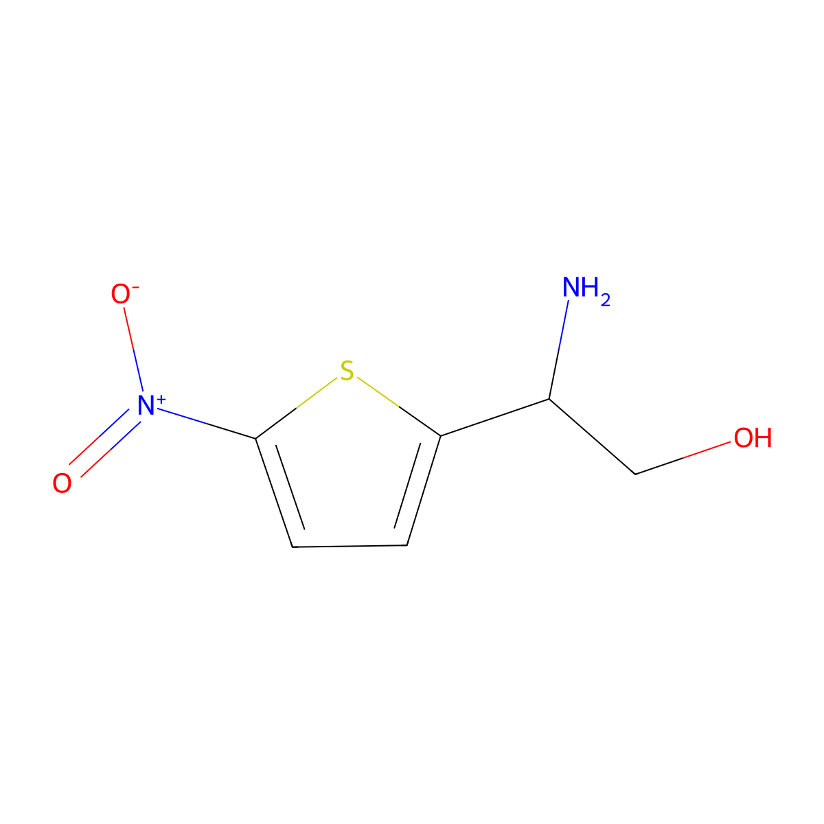 (2R)-2-amino-2-(5-nitrothiophen-2-yl)ethan-1-ol molecular structure, CAS 1212912-31-6