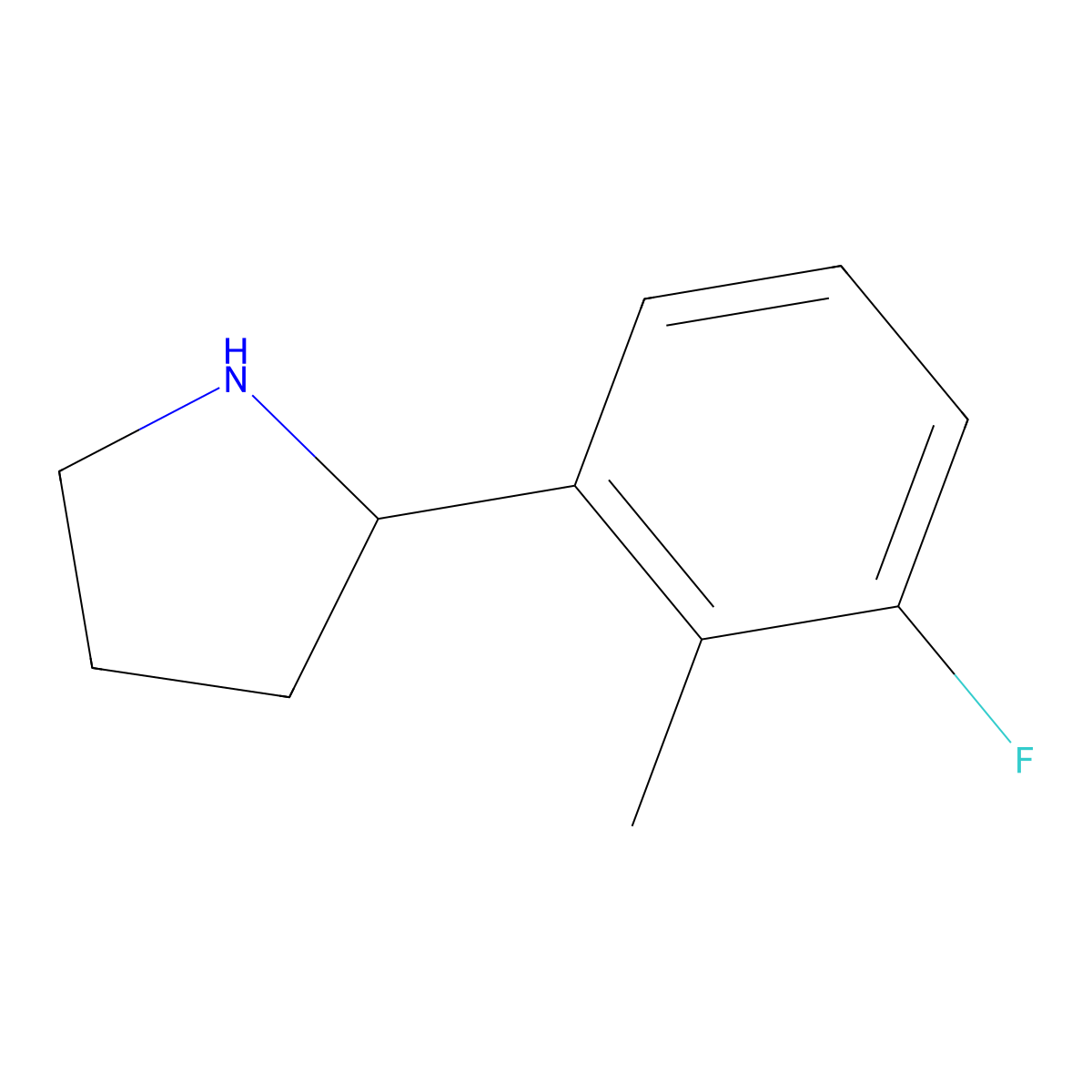 (2S)-2-(3-fluoro-2-methylphenyl)pyrrolidine molecular structure, CAS 1212912-32-7