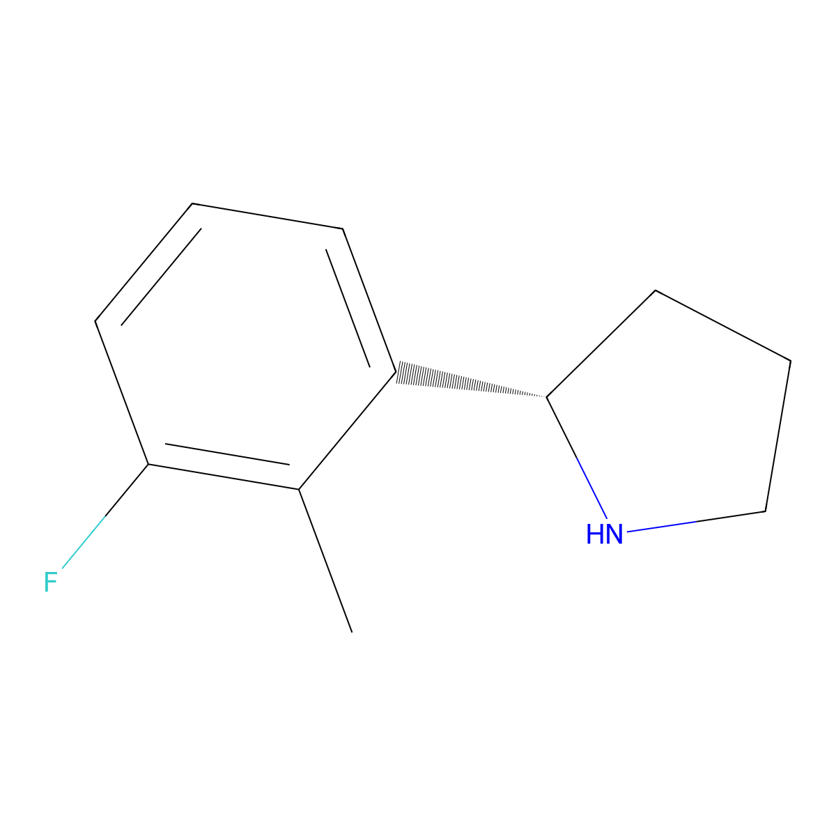 (2S)-2-(3-fluoro-2-methylphenyl)pyrrolidine molecular structure, CAS 1212912-32-7