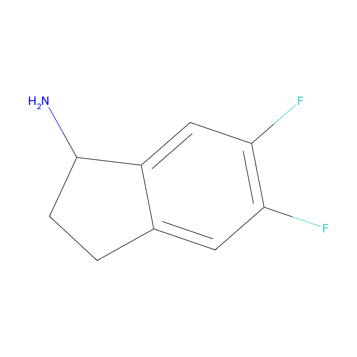 (R)-5,6-Difluoro-2,3-dihydro-1H-inden-1-amine molecular structure, CAS 1212913-19-3