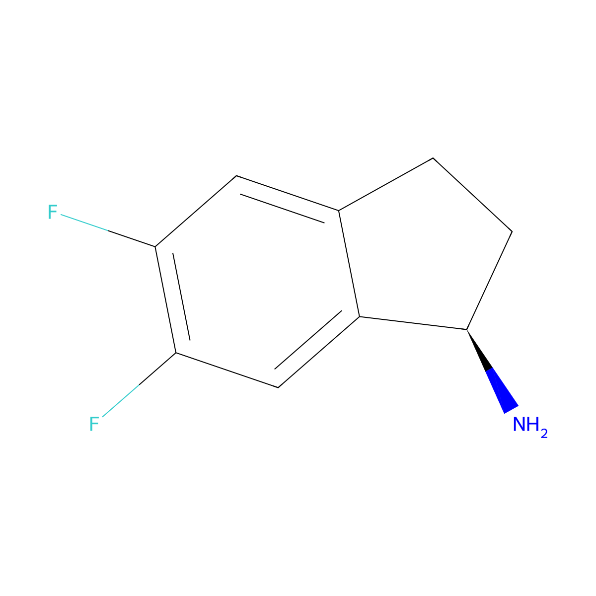 (R)-5,6-Difluoro-2,3-dihydro-1H-inden-1-amine molecular structure, CAS 1212913-19-3