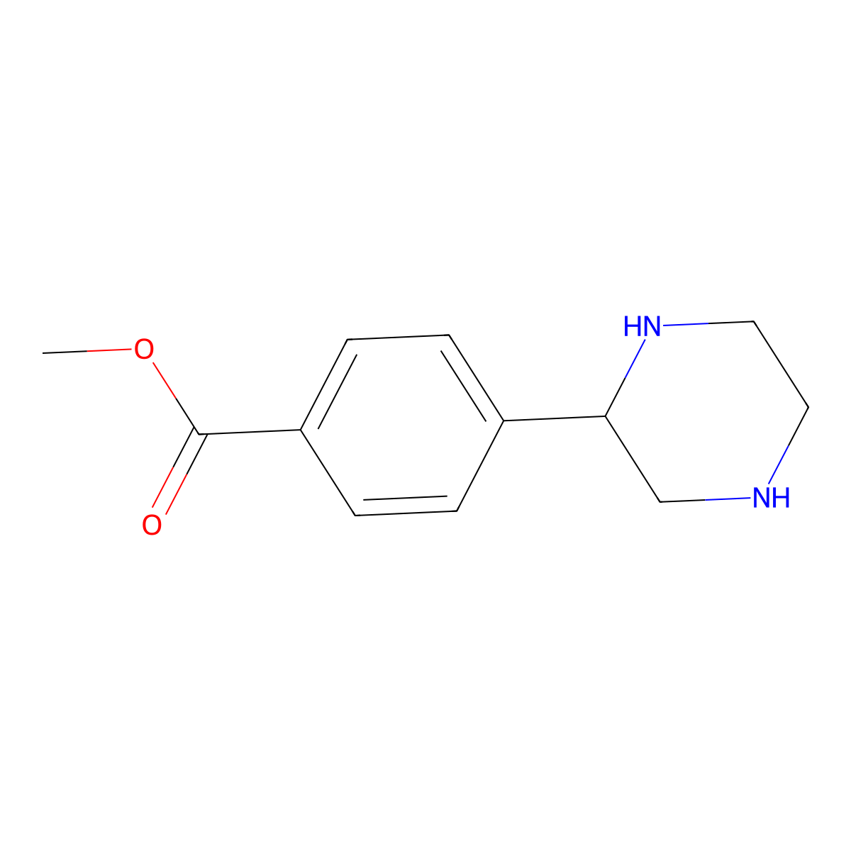 Methyl (R)-4-(piperazin-2-yl)benzoate molecular structure, CAS 1212914-93-6