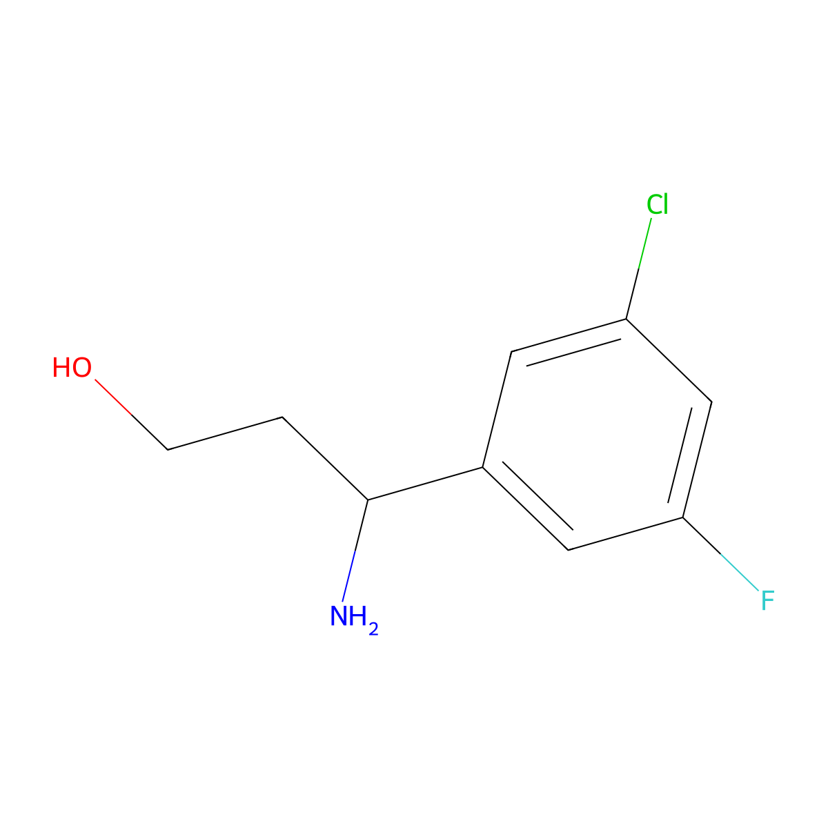 (3S)-3-Amino-3-(5-chloro-3-fluorophenyl)propan-1-OL molecular structure, CAS 1212917-01-5