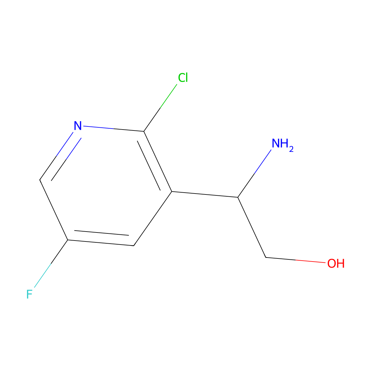 (R)-2-Amino-2-(2-chloro-5-fluoropyridin-3-YL)ethan-1-OL molecular structure, CAS 1212920-08-5