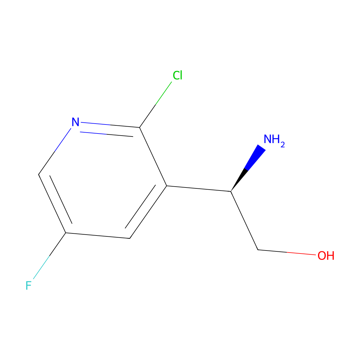 (R)-2-Amino-2-(2-chloro-5-fluoropyridin-3-YL)ethan-1-OL molecular structure, CAS 1212920-08-5