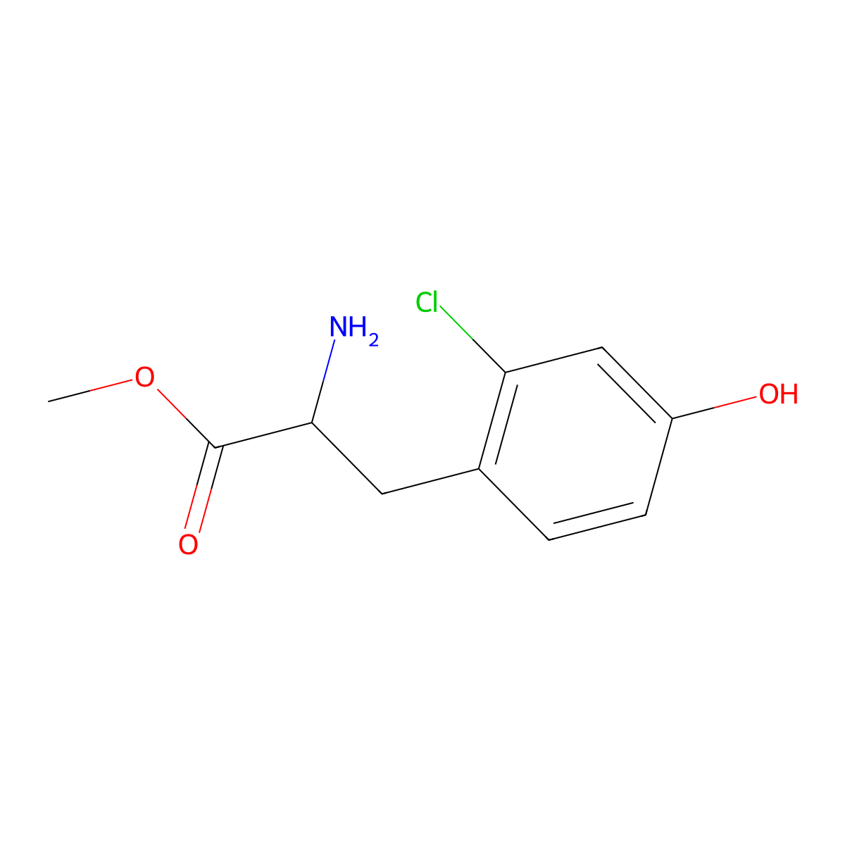 Methyl (R)-2-amino-3-(2-chloro-4-hydroxyphenyl)propanoate molecular structure, CAS 1212920-51-8