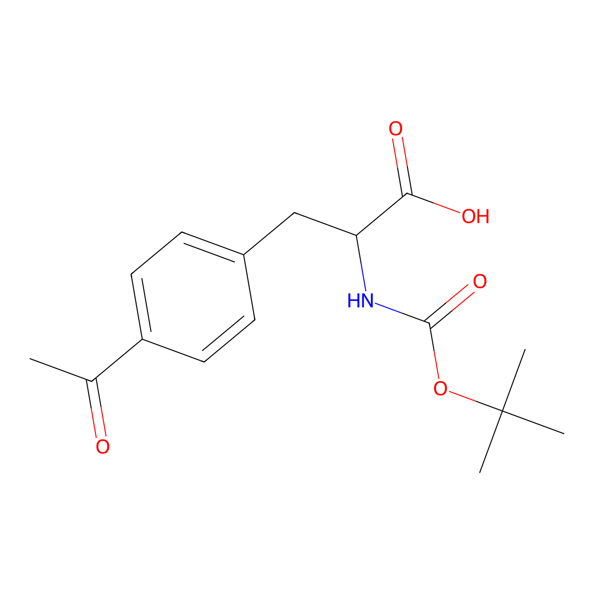 (R)-3-(4-Acetylphenyl)-2-((tert-butoxycarbonyl)amino)propanoic acid molecular structure, CAS 1212921-46-4