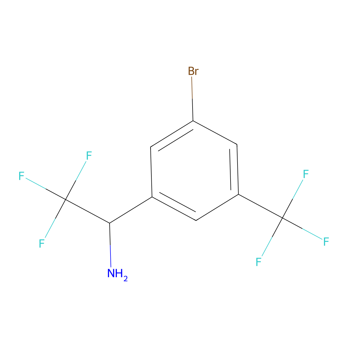 (S)-1-(3-Bromo-5-(trifluoromethyl)phenyl)-2,2,2-trifluoroethan-1-amine molecular structure, CAS 1212922-25-2