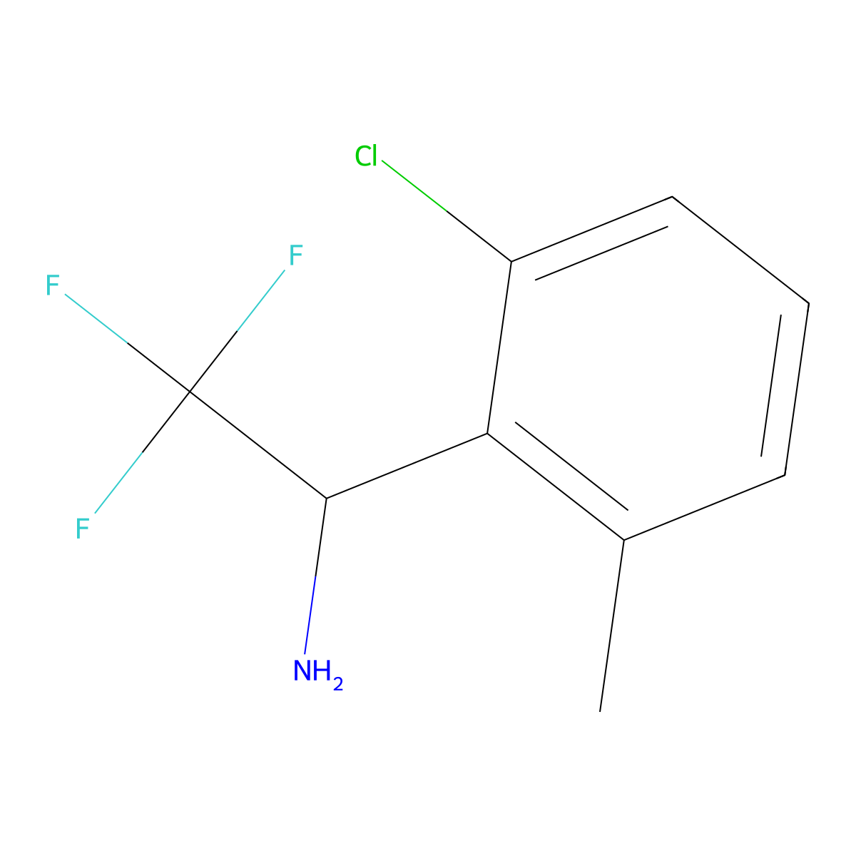 (R)-1-(2-Chloro-6-methylphenyl)-2,2,2-trifluoroethan-1-amine molecular structure, CAS 1212924-13-4