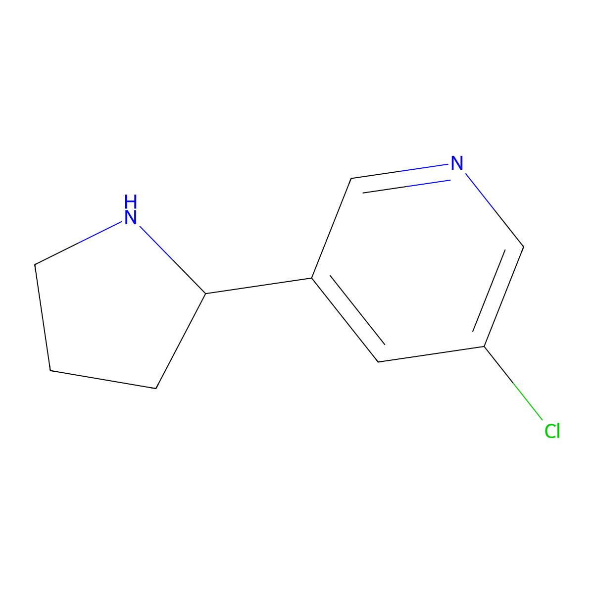 3-chloro-5-[(2R)-pyrrolidin-2-yl]pyridine molecular structure, CAS 1212924-96-3