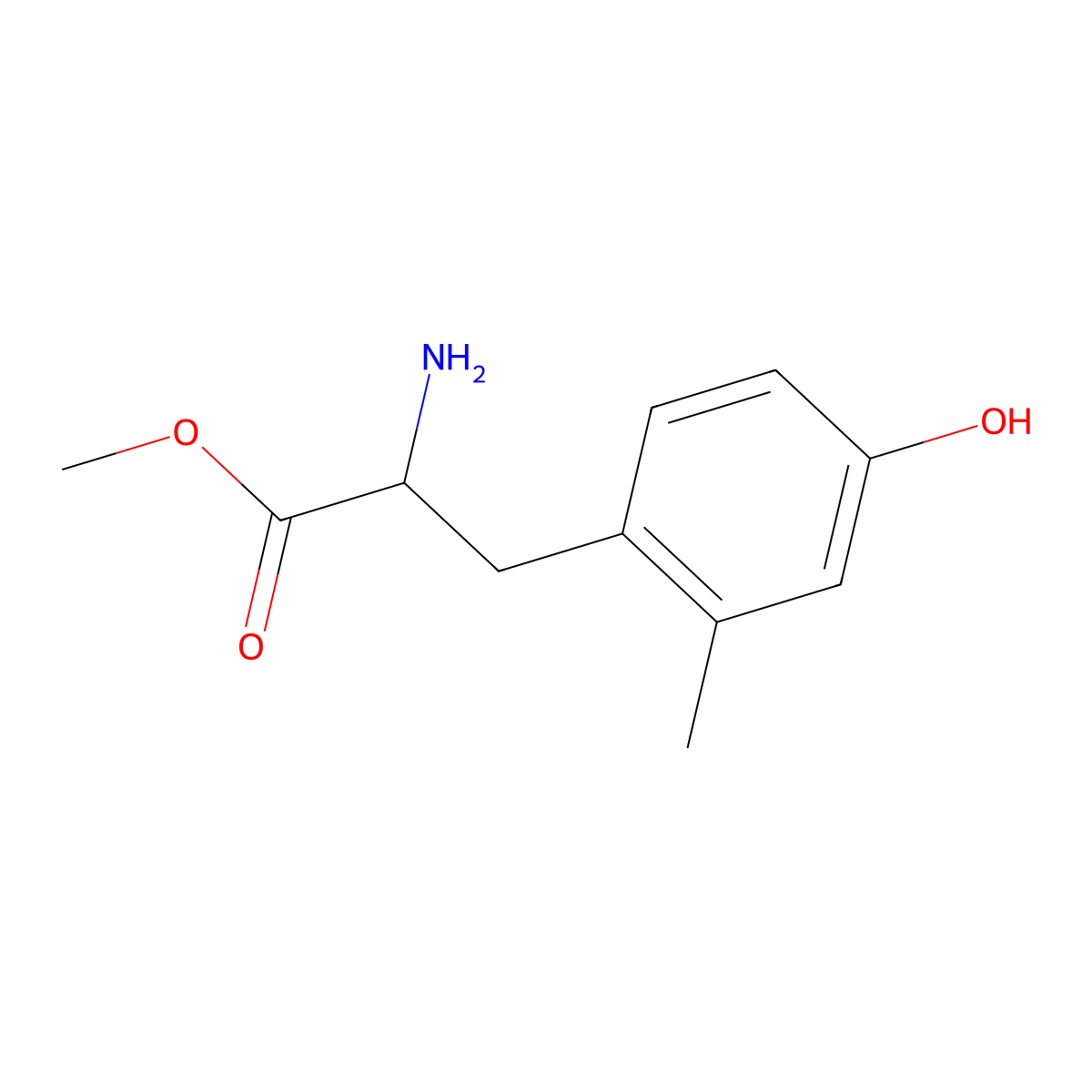 (S)-Methyl 2-amino-3-(4-hydroxy-2-methylphenyl)propanoate molecular structure, CAS 1212925-01-3