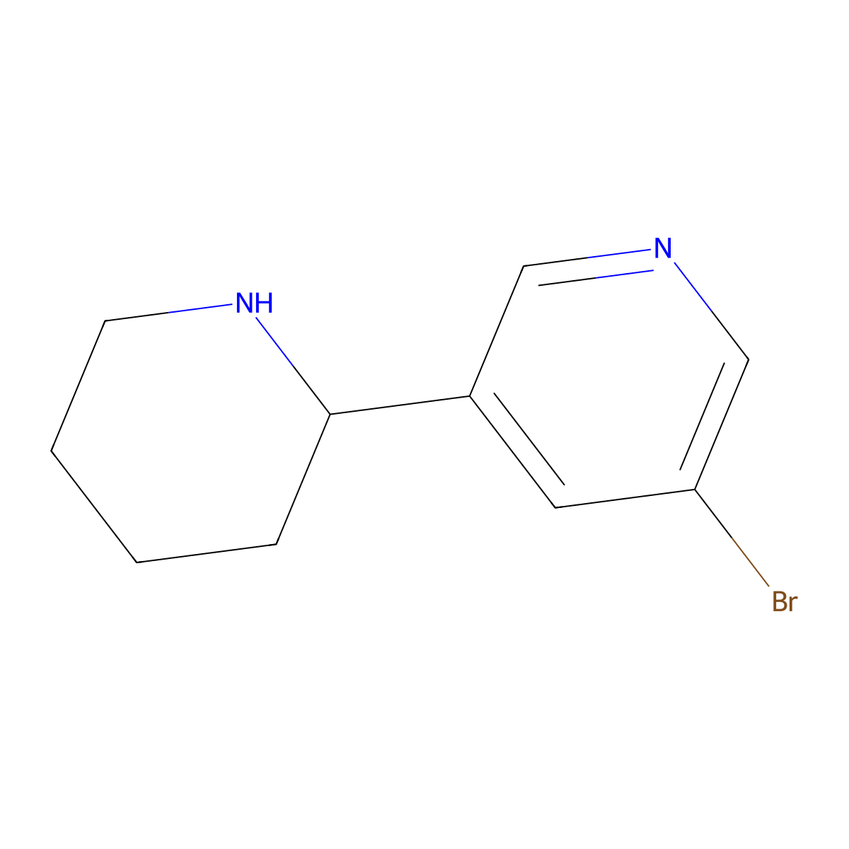 (S)-3-Bromo-5-(piperidin-2-yl)pyridine molecular structure, CAS 1212928-86-3