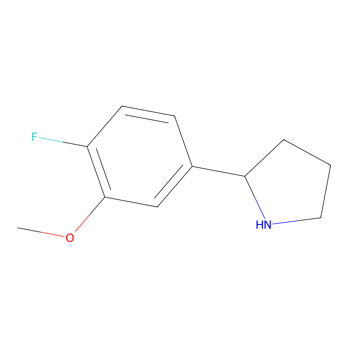 (S)-2-(4-Fluoro-3-methoxyphenyl)pyrrolidine molecular structure, CAS 1212929-84-4