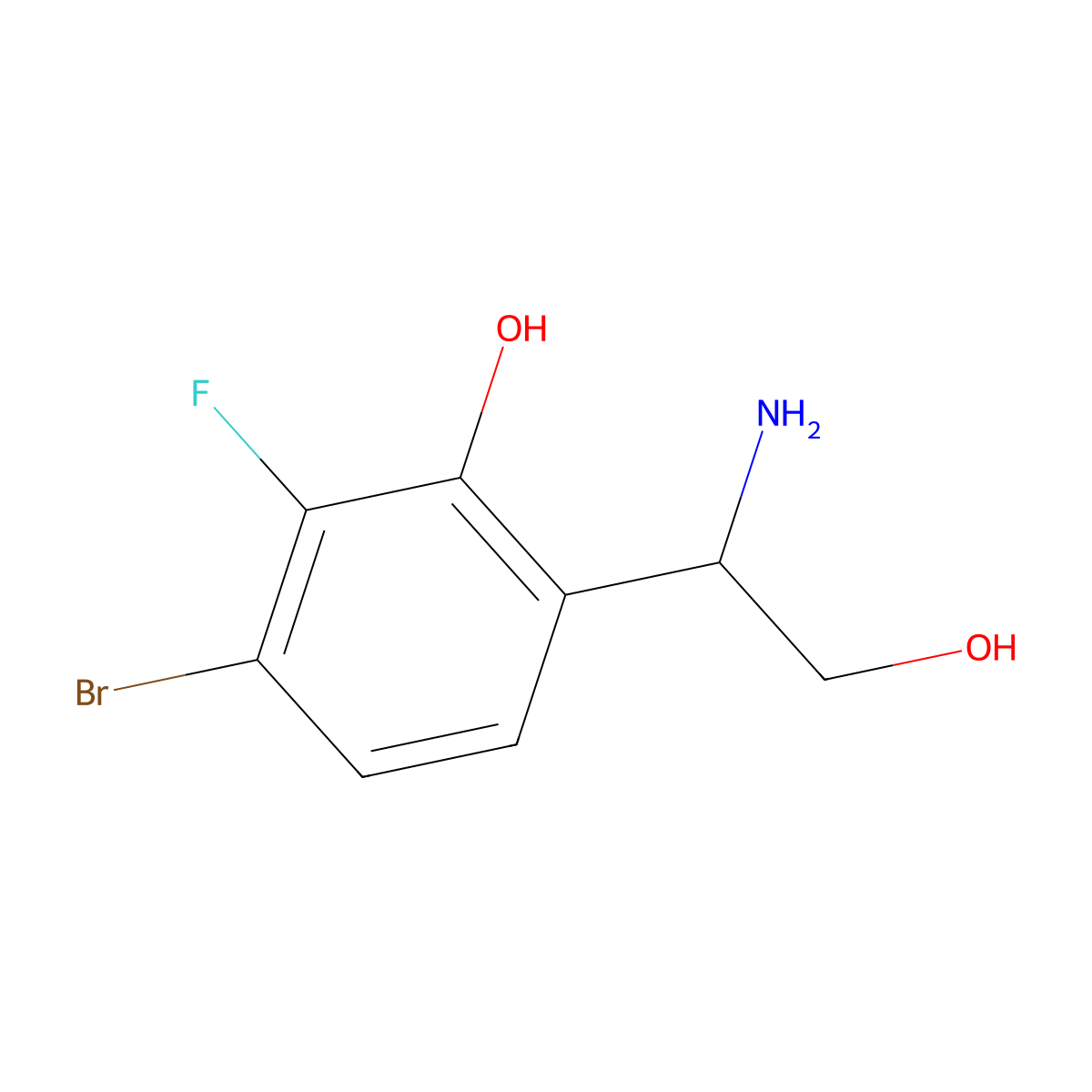 (S)-6-(1-Amino-2-hydroxyethyl)-3-bromo-2-fluorophenol molecular structure, CAS 1212931-29-7
