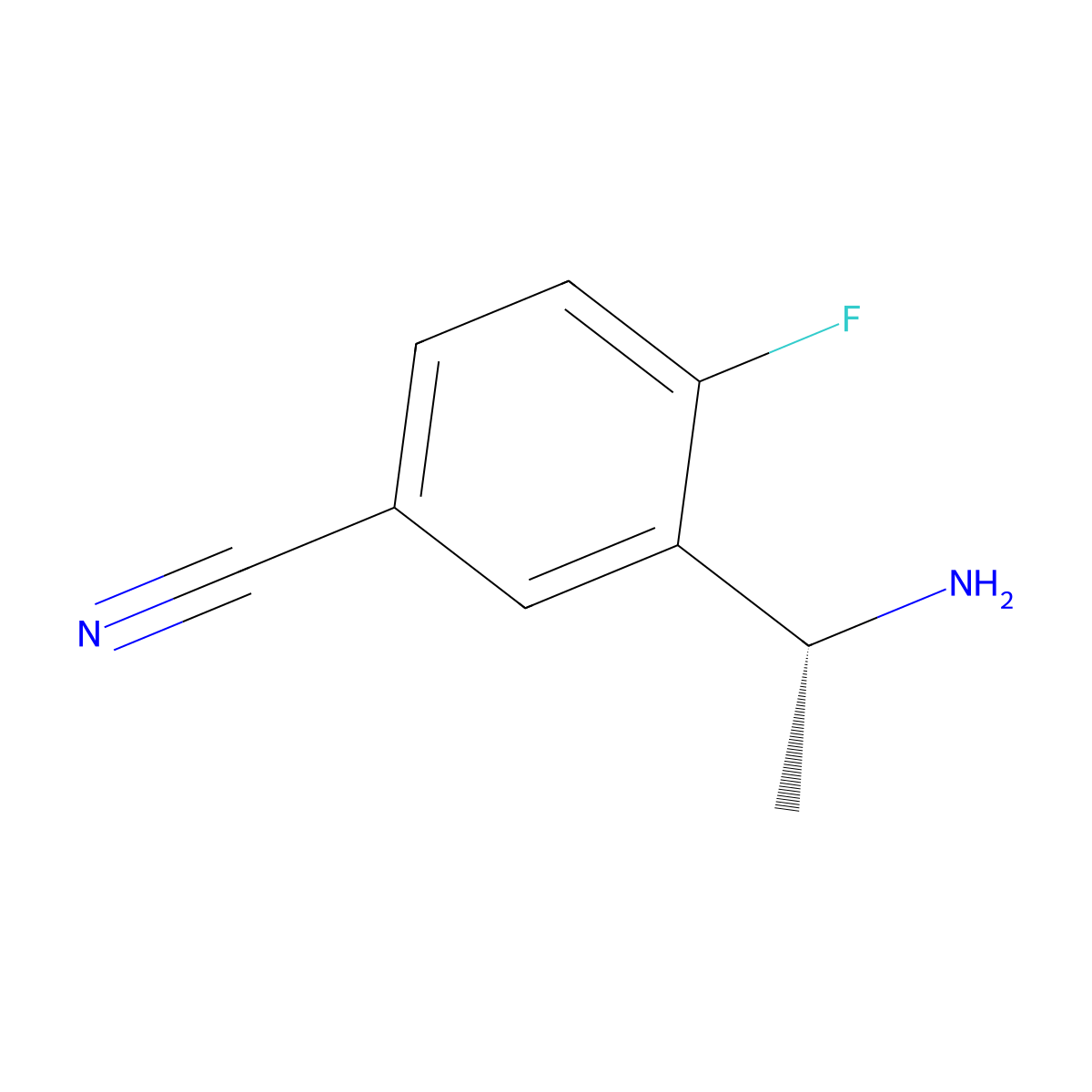 (R)-3-(1-aminoethyl)-4-fluorobenzonitrile molecular structure, CAS 1212934-10-5