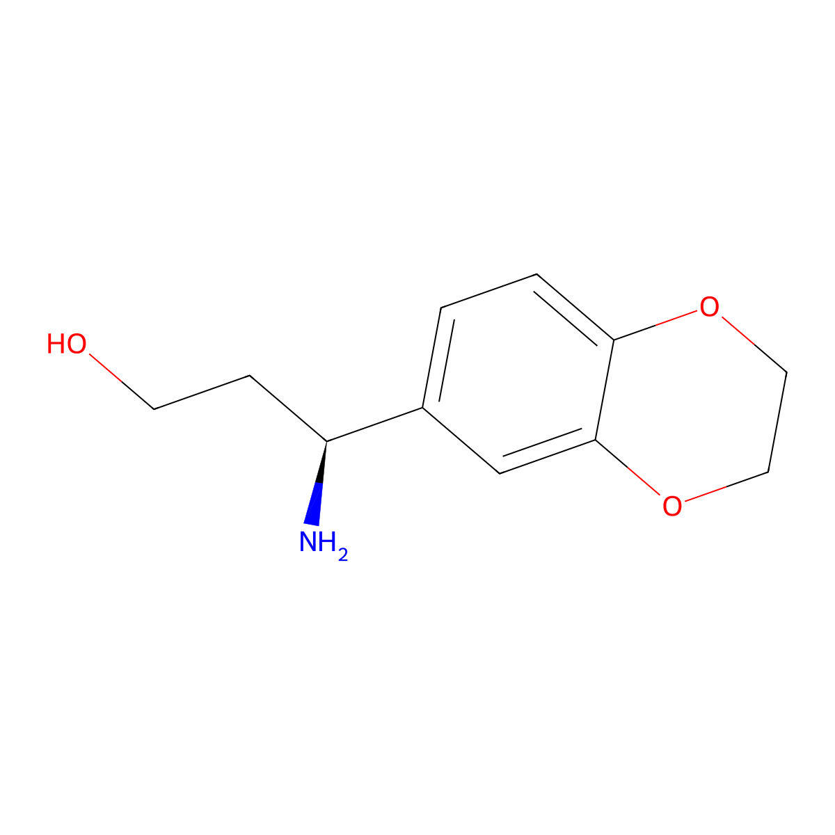 (3S)-3-amino-3-(2,3-dihydro-1,4-benzodioxin-6-yl)propan-1-ol molecular structure, CAS 1212934-47-8