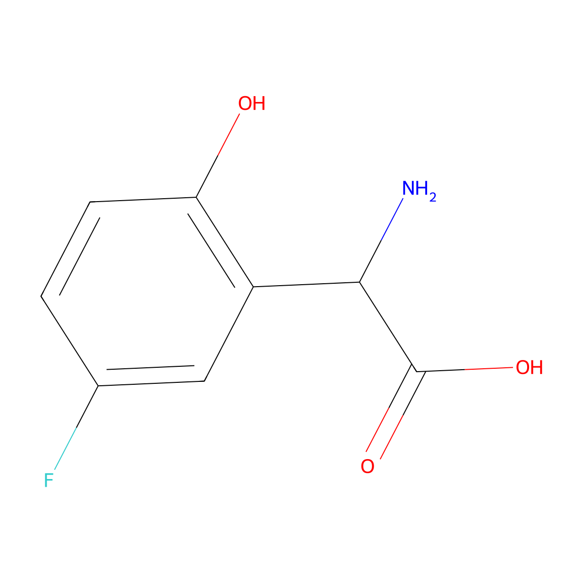 (R)-2-Amino-2-(5-fluoro-2-hydroxyphenyl)acetic acid molecular structure, CAS 1212934-96-7