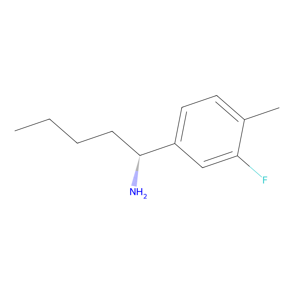 (R)-1-(3-Fluoro-4-methylphenyl)pentan-1-amine molecular structure, CAS 1212935-29-9