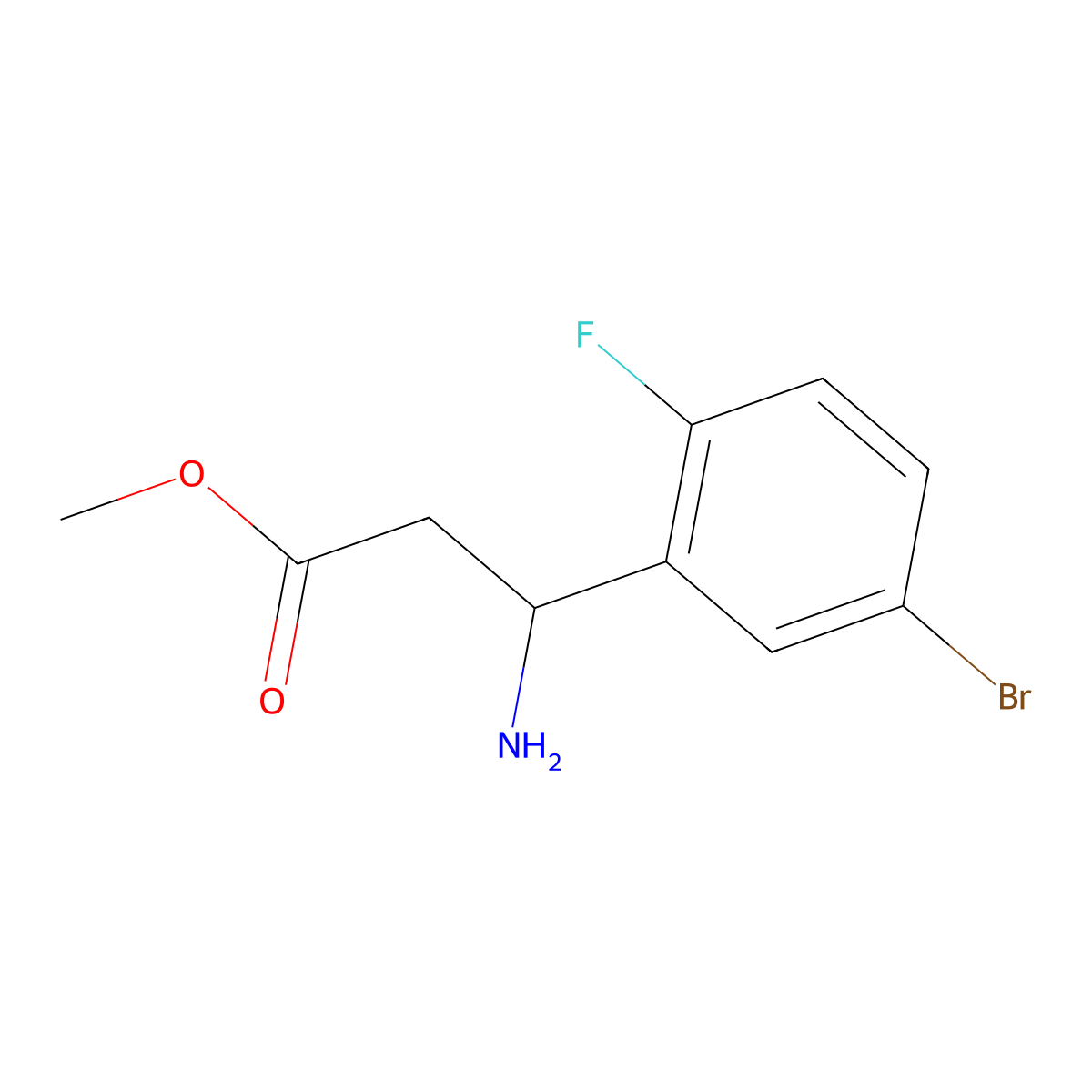 methyl (3S)-3-amino-3-(5-bromo-2-fluorophenyl)propanoate molecular structure, CAS 1212936-71-4