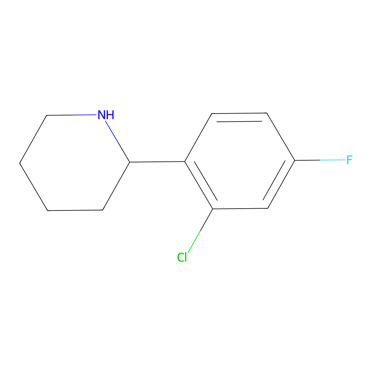 (S)-2-(2-Chloro-4-fluorophenyl)piperidine molecular structure, CAS 1212937-45-5