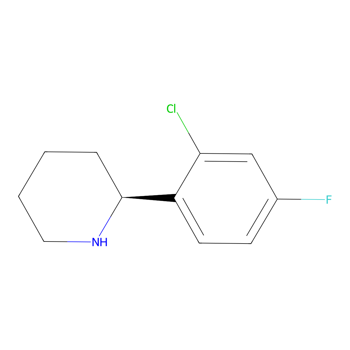 (S)-2-(2-Chloro-4-fluorophenyl)piperidine molecular structure, CAS 1212937-45-5