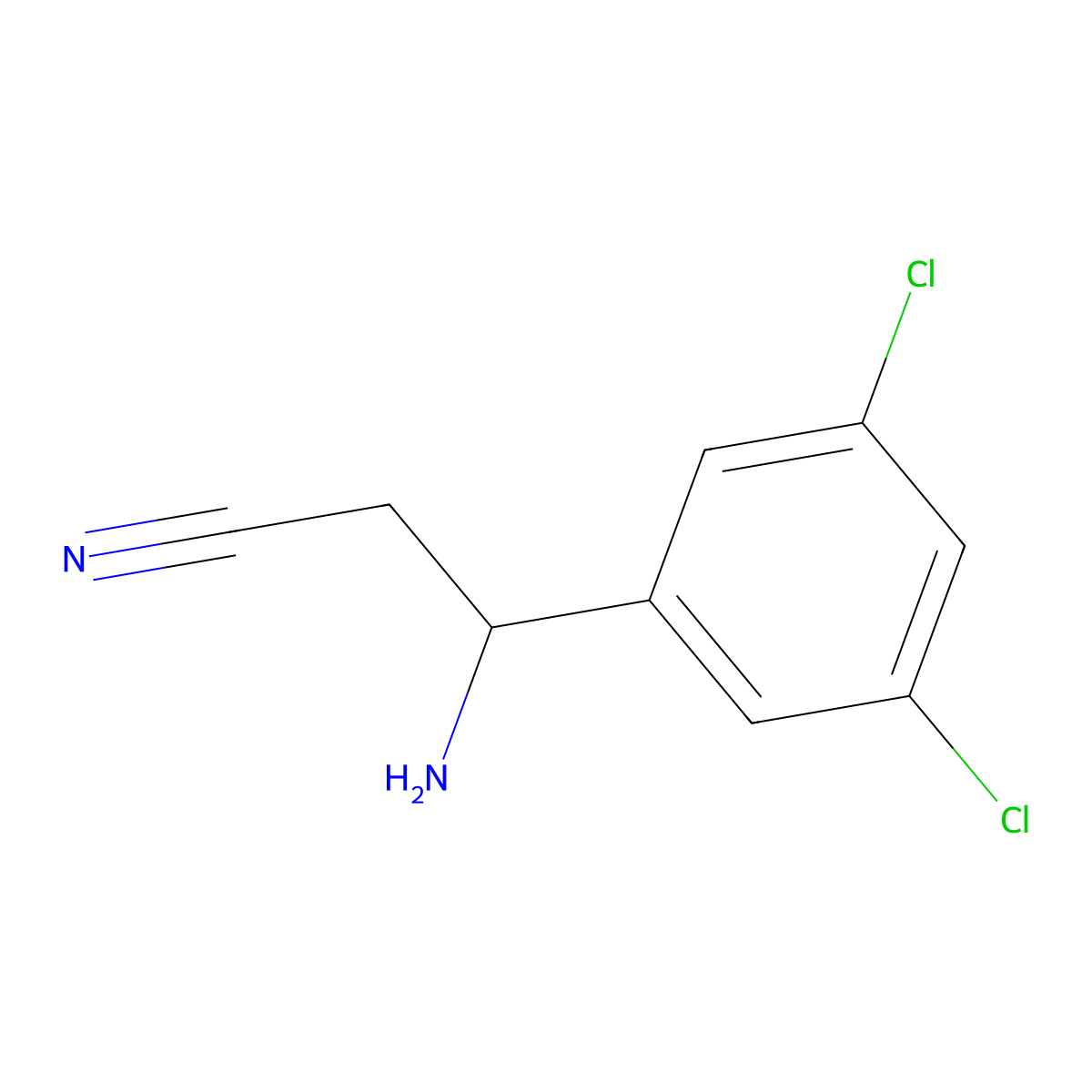 (3R)-3-Amino-3-(3,5-dichlorophenyl)propanenitrile molecular structure, CAS 1212937-46-6