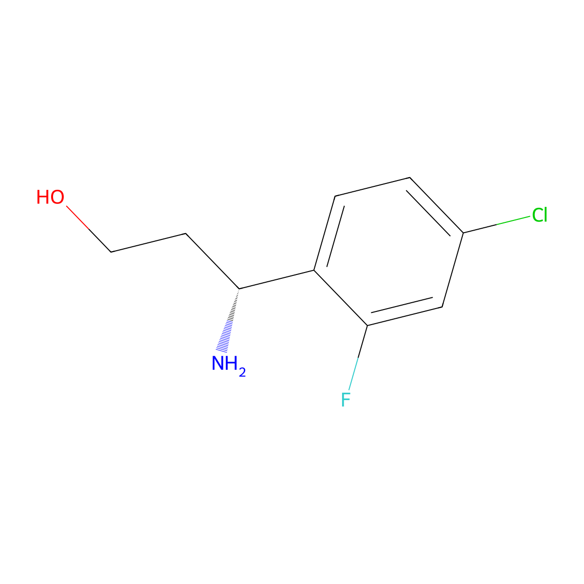 (3R)-3-Amino-3-(4-chloro-2-fluorophenyl)propan-1-OL molecular structure, CAS 1212939-44-0