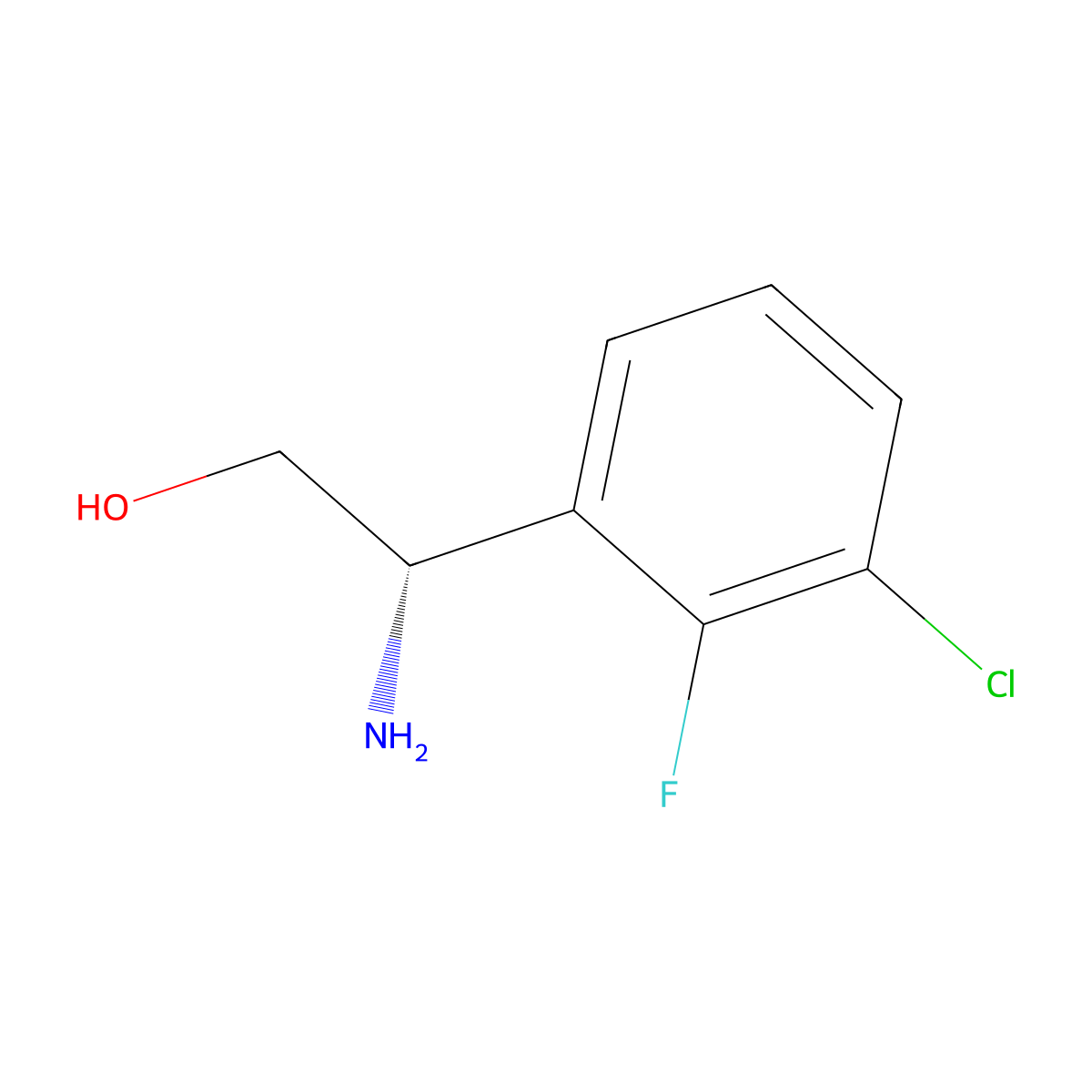 (2S)-2-amino-2-(3-chloro-2-fluorophenyl)ethan-1-ol molecular structure, CAS 1212940-70-9