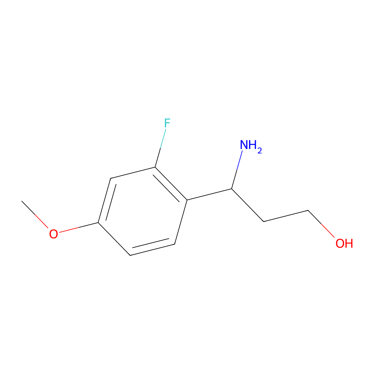 (3S)-3-amino-3-(2-fluoro-4-methoxyphenyl)propan-1-ol molecular structure, CAS 1212941-23-5