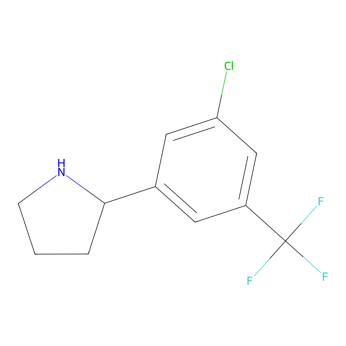 (S)-2-(3-Chloro-5-(trifluoromethyl)phenyl)pyrrolidine molecular structure, CAS 1212943-00-4