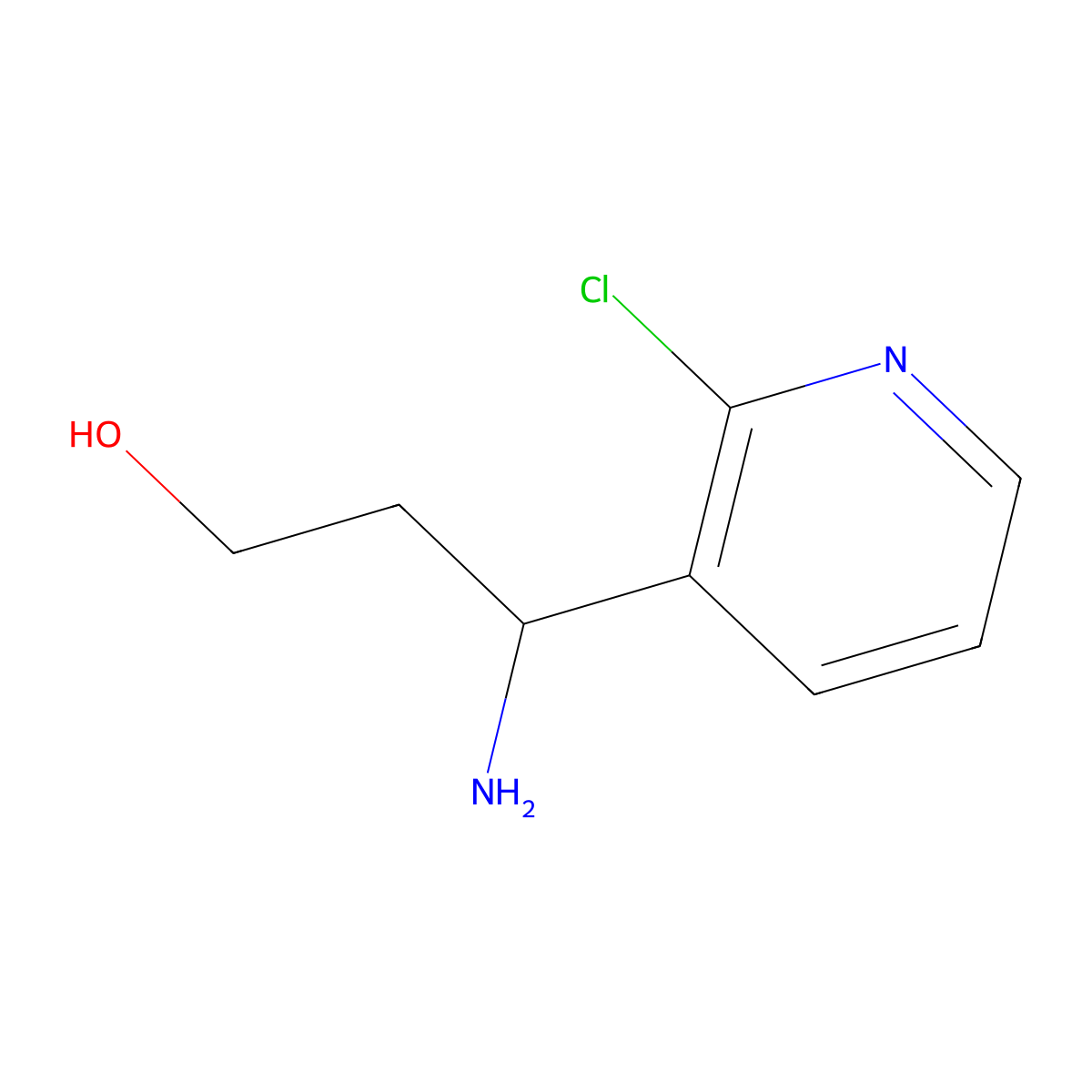 (3R)-3-amino-3-(2-chloropyridin-3-yl)propan-1-ol molecular structure, CAS 1212945-01-1