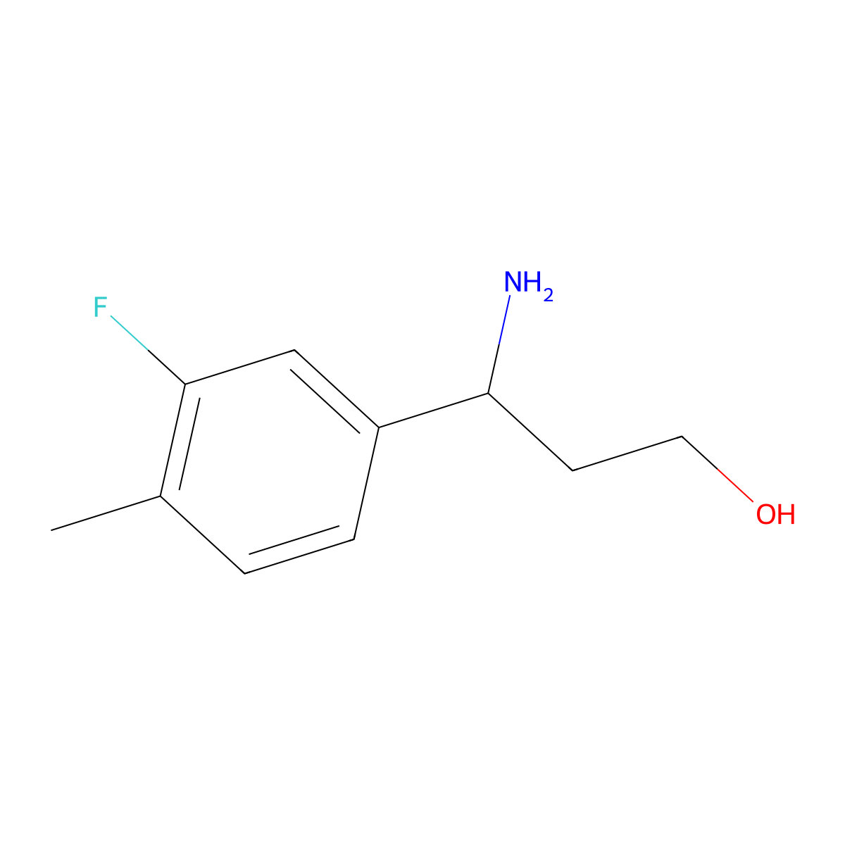 (3S)-3-amino-3-(3-fluoro-4-methylphenyl)propan-1-ol molecular structure, CAS 1212946-89-8