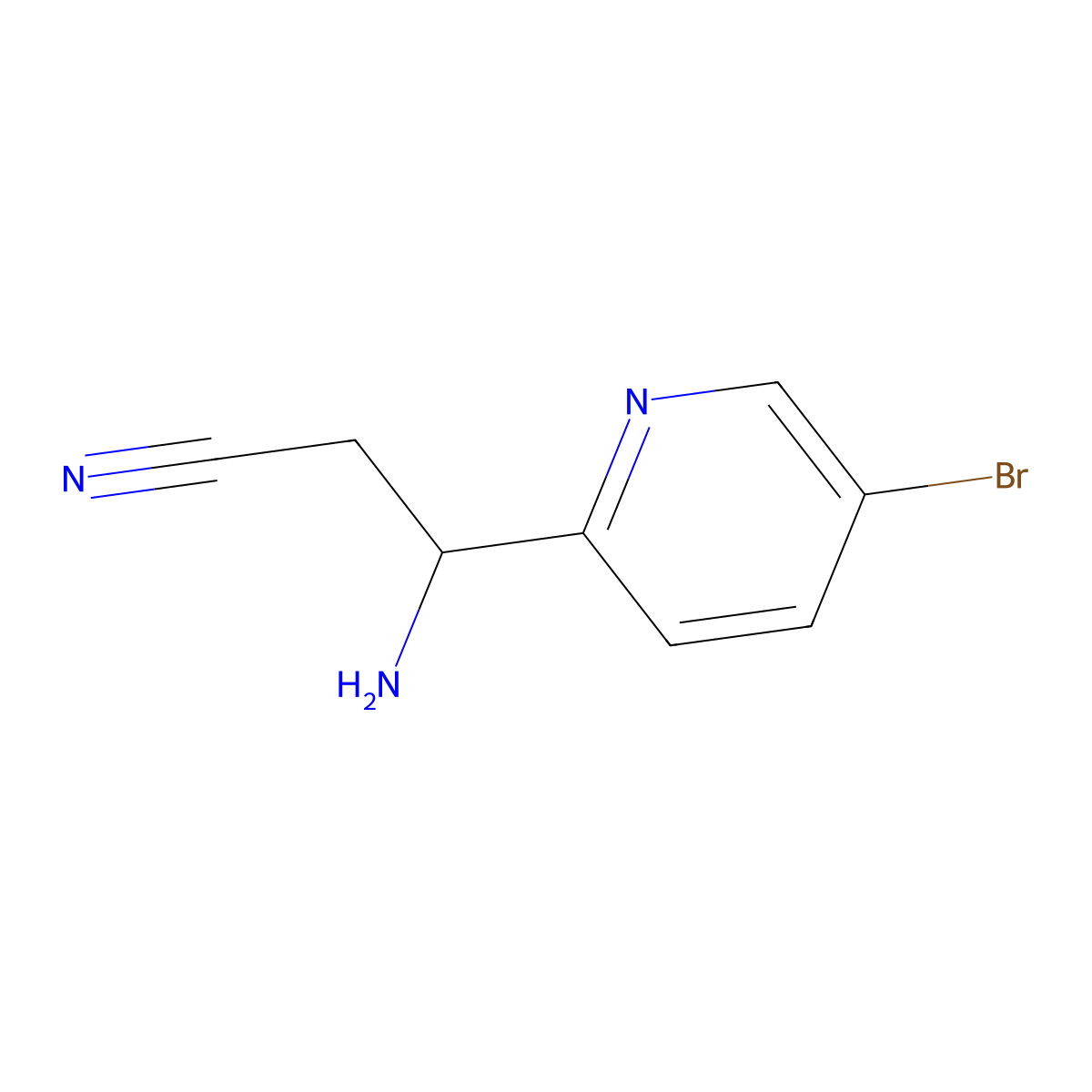 (S)-3-Amino-3-(5-bromopyridin-2-YL)propanenitrile molecular structure, CAS 1212947-14-2