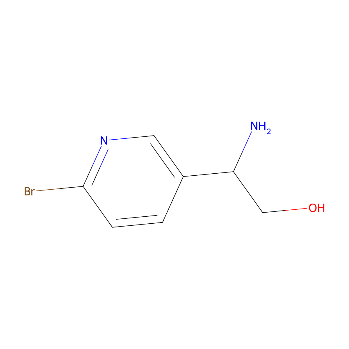 (R)-2-Amino-2-(6-bromopyridin-3-yl)ethan-1-ol molecular structure, CAS 1212947-58-4