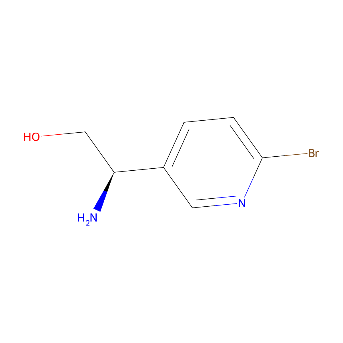 (R)-2-Amino-2-(6-bromopyridin-3-yl)ethan-1-ol molecular structure, CAS 1212947-58-4