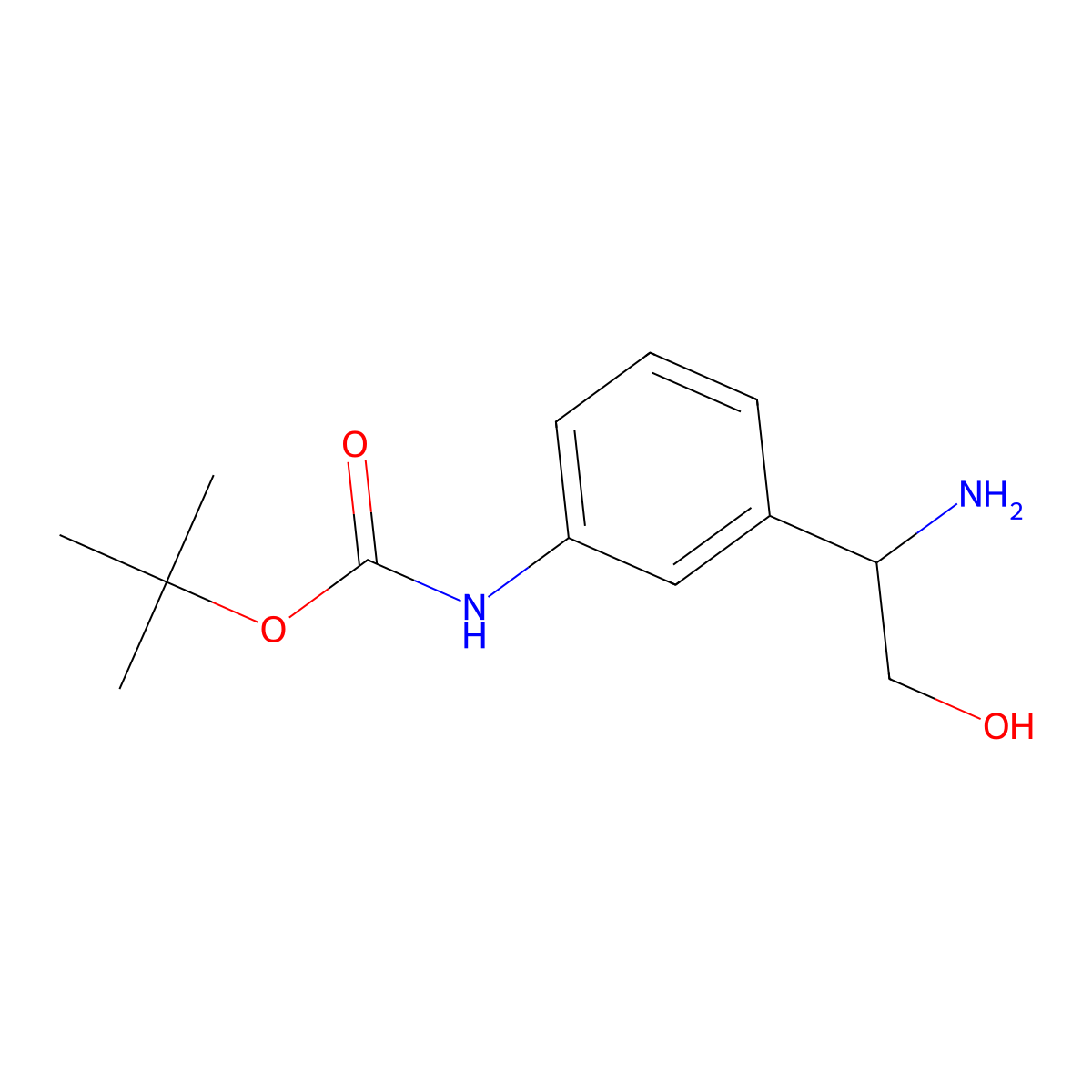 Tert-butyl N-{3-[(1R)-1-amino-2-hydroxyethyl]phenyl}carbamate molecular structure, CAS 1212948-21-4