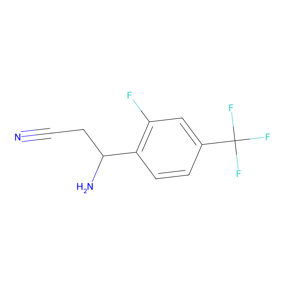 (3S)-3-Amino-3-[2-fluoro-4-(trifluoromethyl)phenyl]propanenitrile molecular structure, CAS 1212949-55-7