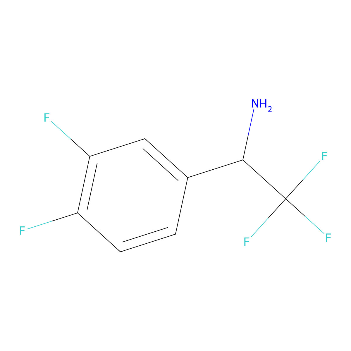 (R)-1-(3,4-Difluorophenyl)-2,2,2-trifluoroethan-1-amine molecular structure, CAS 1212953-38-2