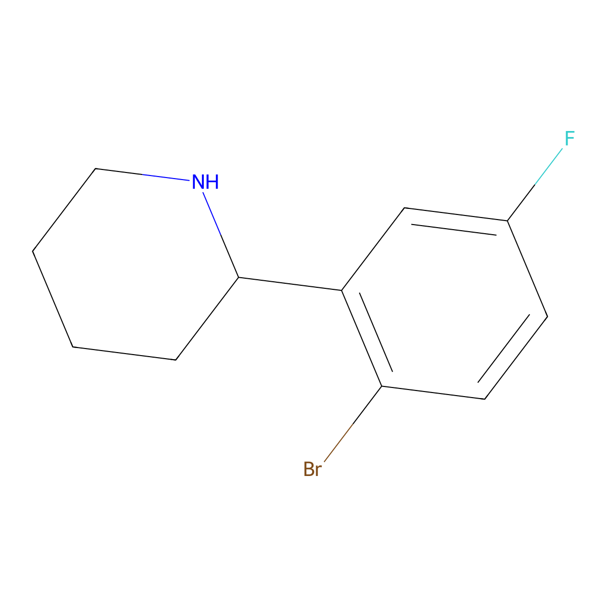(R)-2-(2-Bromo-5-fluorophenyl)piperidine molecular structure, CAS 1212954-14-7