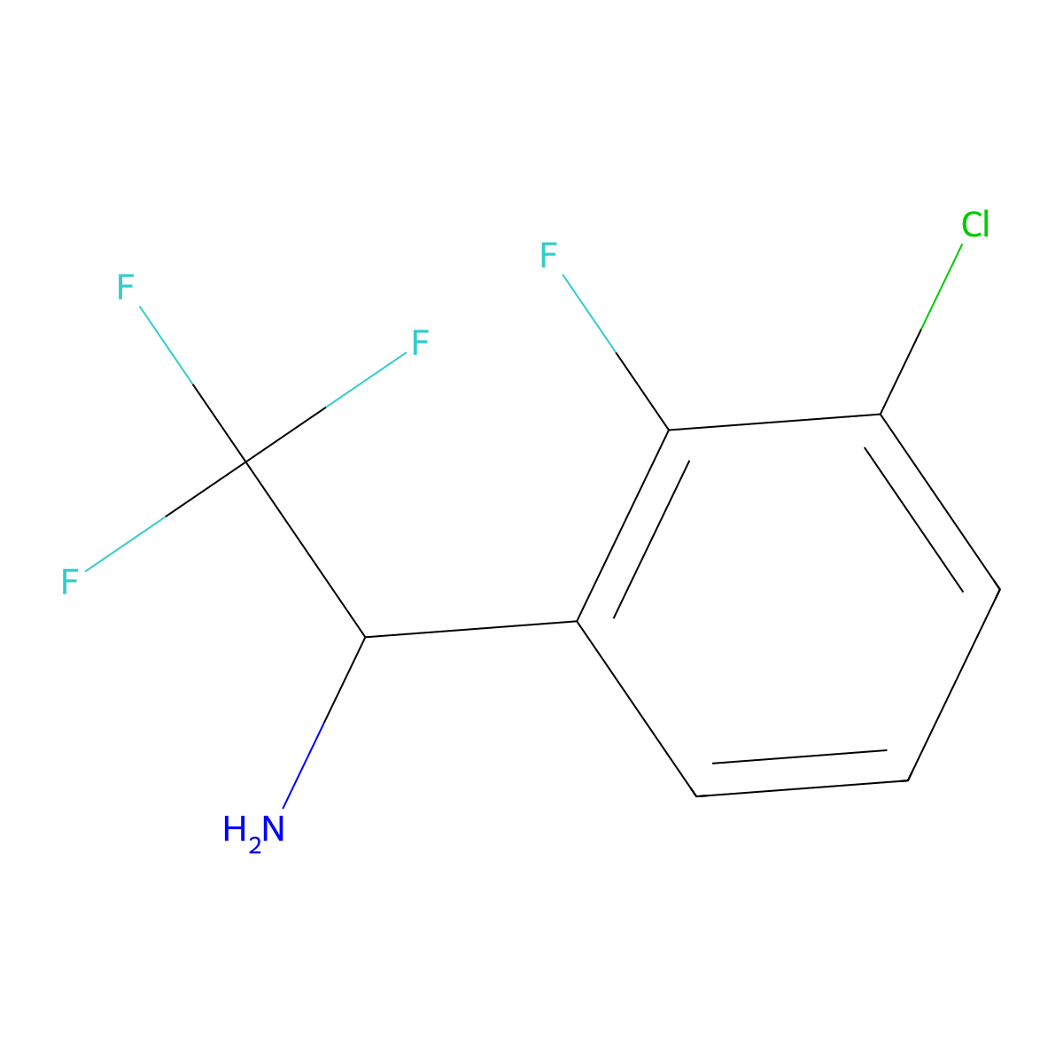 (R)-1-(3-Chloro-2-fluorophenyl)-2,2,2-trifluoroethan-1-amine molecular structure, CAS 1212954-38-5