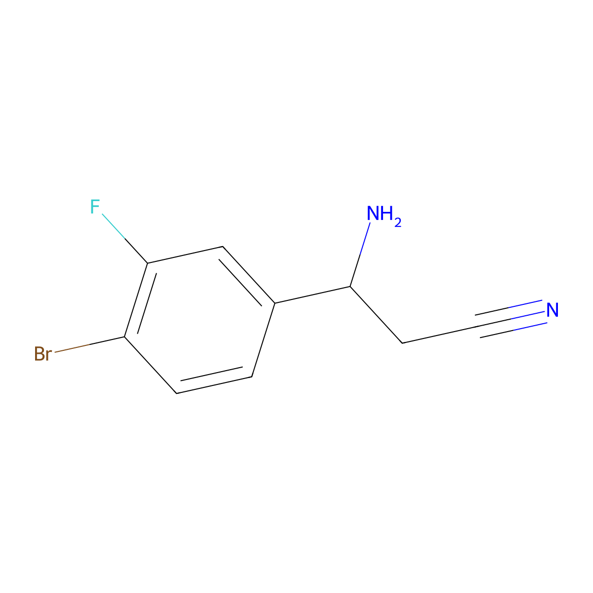 (3S)-3-Amino-3-(4-bromo-3-fluorophenyl)propanenitrile molecular structure, CAS 1212958-48-9