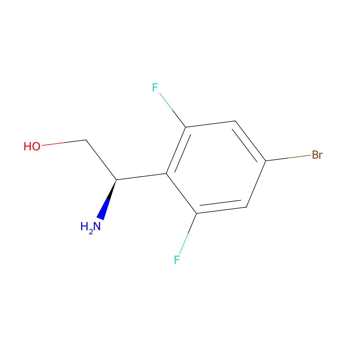 (R)-2-Amino-2-(4-bromo-2,6-difluorophenyl)ethan-1-OL molecular structure, CAS 1212959-79-9