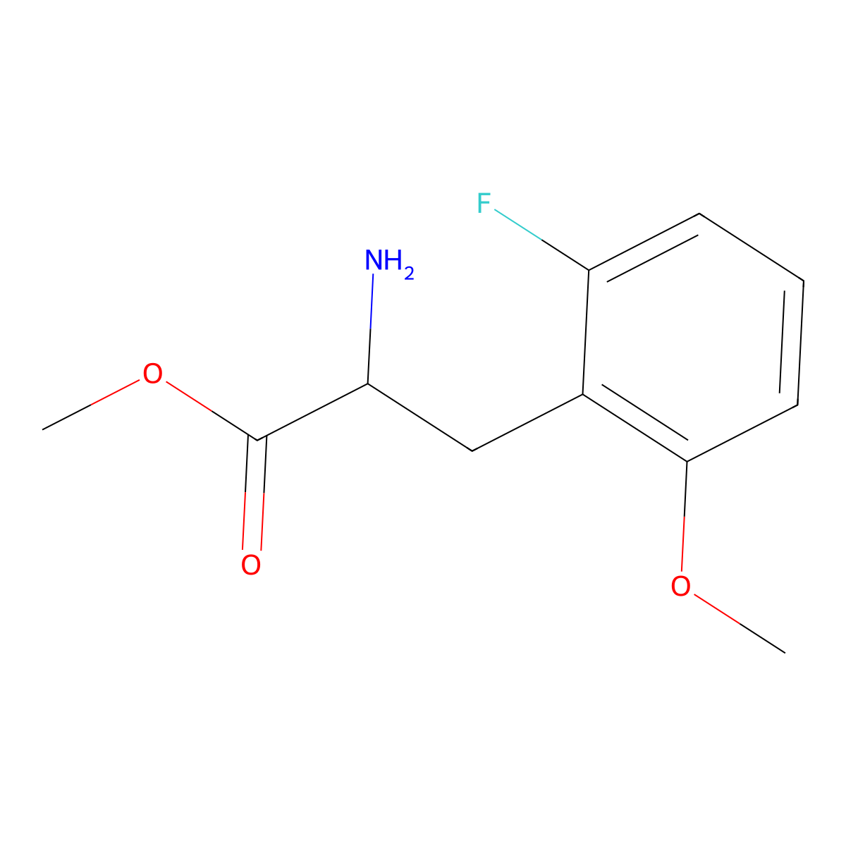 Methyl (R)-2-amino-3-(2-fluoro-6-methoxyphenyl)propanoate molecular structure, CAS 1212962-91-8