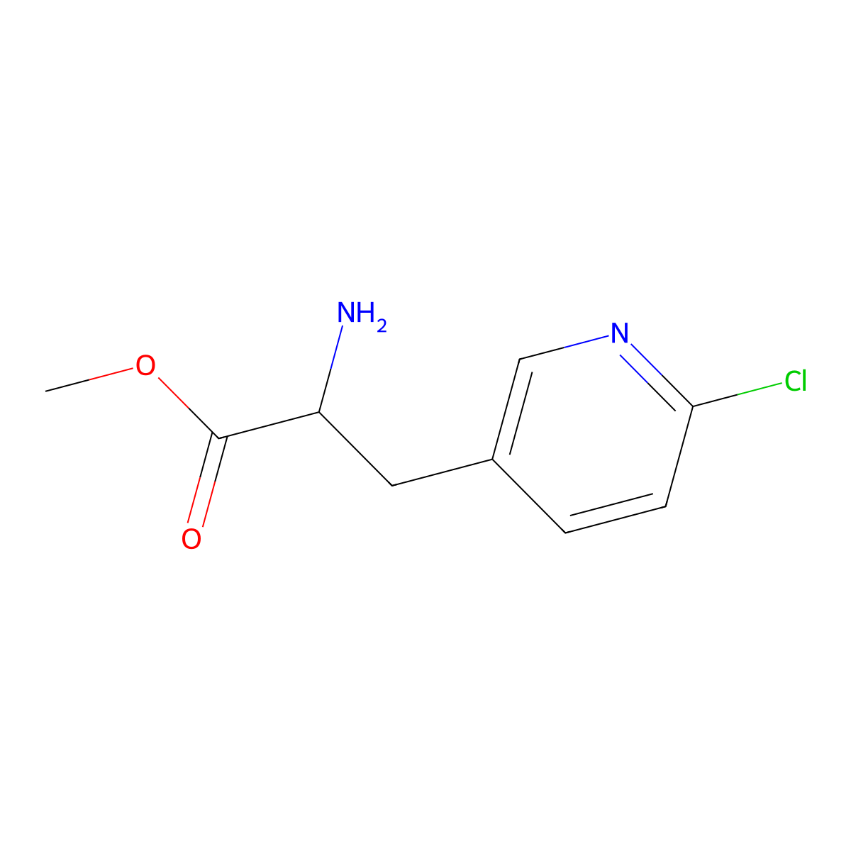 Methyl (S)-2-amino-3-(6-chloropyridin-3-yl)propanoate molecular structure, CAS 1212965-31-5