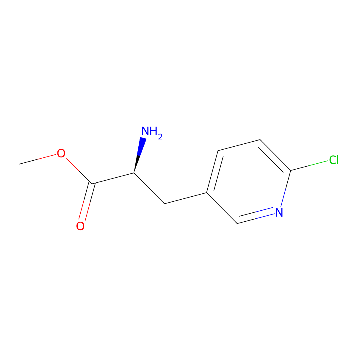 Methyl (S)-2-amino-3-(6-chloropyridin-3-yl)propanoate molecular structure, CAS 1212965-31-5